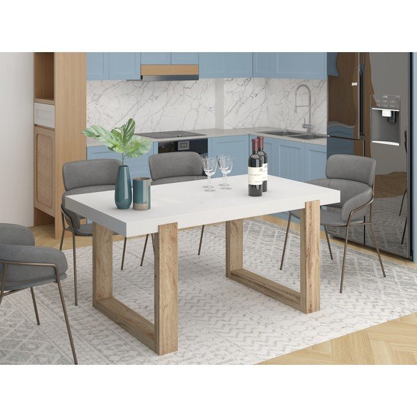 Biely jedálenský stôl 90x160 cm Solid – Støraa-image-2