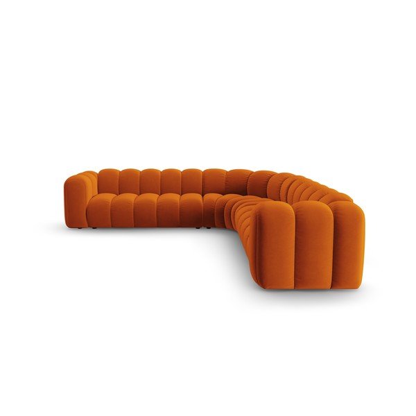 Zamatová modulárna rohová pohovka v tehlovej farbe Lupine – Micadoni-image-2