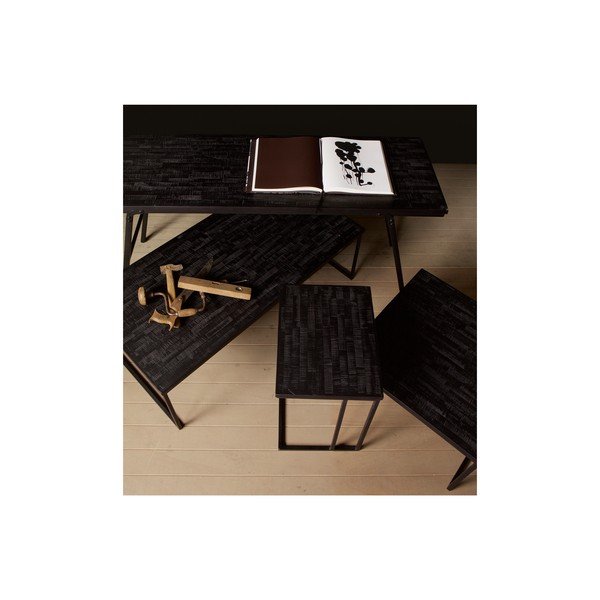 Čierny odkladací stolík s doskou z recyklovaného teakového dreva BePureHome Shape-image-4
