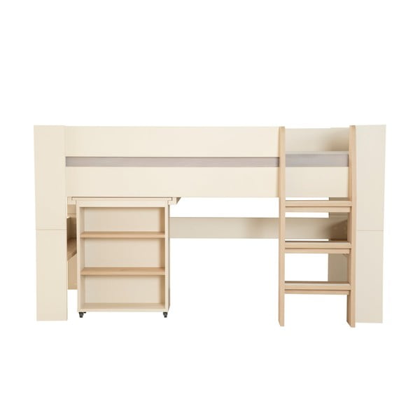 Béžová vyvýšená detská posteľ s úložným priestorom bez roštu 90x200 cm Studio – Roba-image-3