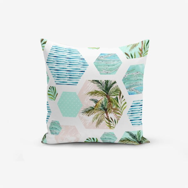 Obliečka na vankúš s prímesou bavlny Minimalist Cushion Covers Geometric Palm, 45 × 45 cm