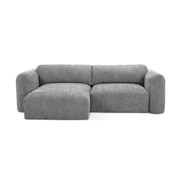 Sivá ženilková rozkladacia/s úložným priestorom rohová pohovka (ľavý roh/s leňoškou) Mele – Makamii