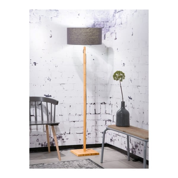 Stojacia lampa s tmavosivým tienidlom a konštrukciou z bambusu Good&Mojo Fuji-image-1