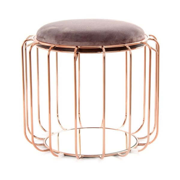 Tmavofialový odkladací stolík / puf s konštrukciou v zlatej farbe 360 Living Canny, Ø 50 cm