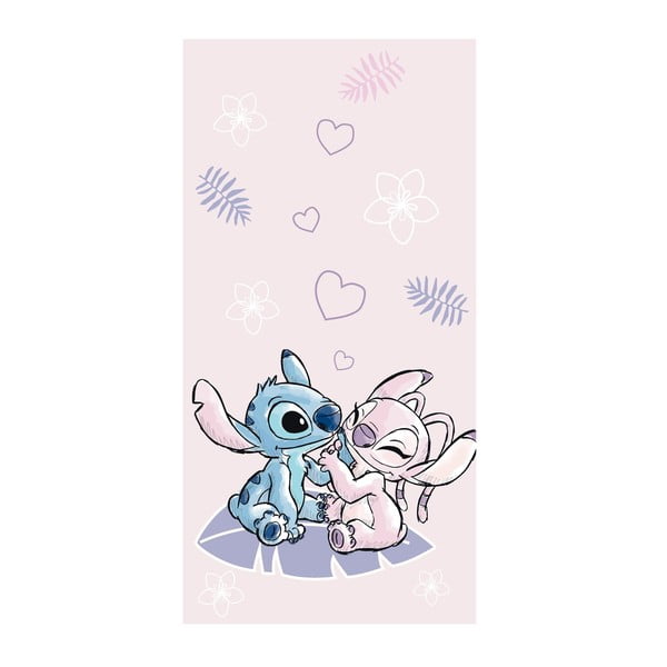 Ružová bavlnená detská osuška 70x140 cm Lilo and Stitch "Pink" – Jerry Fabrics
