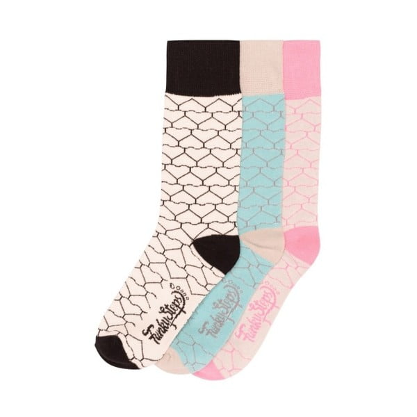 Sada 3 párov farebných ponožiek Funky Steps Geometric, veľ. 35-39