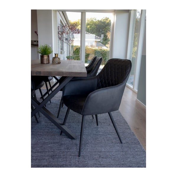 Tmavosivé čalúnené jedálenské kreslá v súprave s podrúčkami 2 ks Harbo – House Nordic-image-2