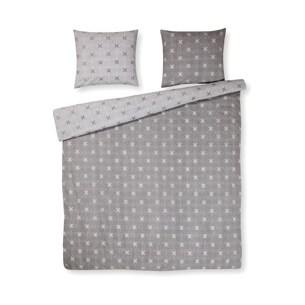 Sivé bavlnené posteľné obliečky na jednolôžko Ekkelboom Daan, 140 × 200 cm