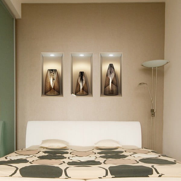 Sada 3 samolepiek s 3D efektom Ambiance Wooden Vases-image-1