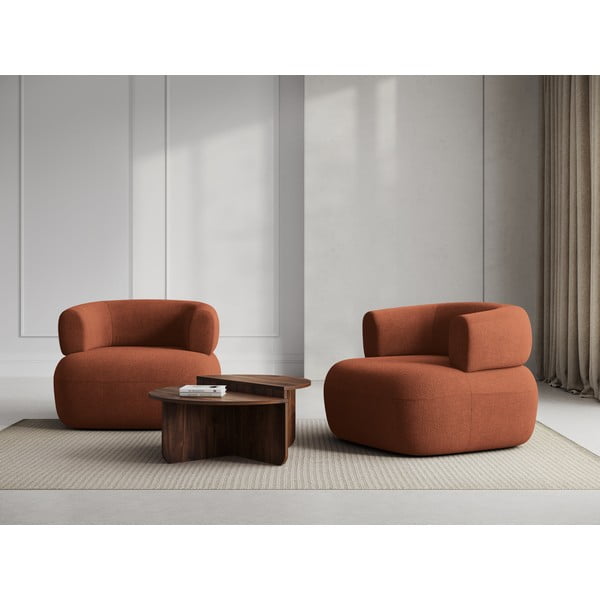 Kreslo z textílie buklé v tehlovej farbe Jenny – Micadoni Home-image-1