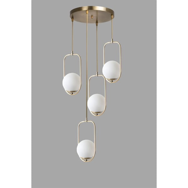 Závesné svietidlo v bielo-zlatej farbe so skleneným tienidlom ø 30 cm Ahu – Opviq lights-image-2