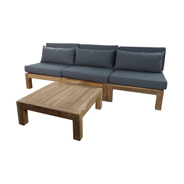 Sivá záhradná lounge súprava z teakového dreva pre 3 osoby Aruba - HSM collection