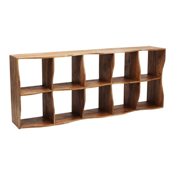 Hnedá drevená polica Kare Design Shelf Waves, 78,5 × 193 cm