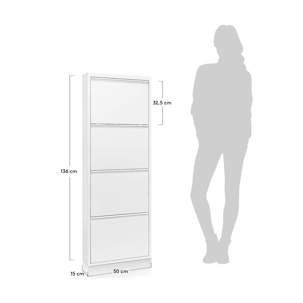 Biela kovová výklopná skrinka na topánky 50x136x15 cm Ode – Kave Home-image-4