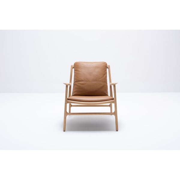 Kožené kreslo v hnedo-prírodnej farbe Dedo – Gazzda-image-4