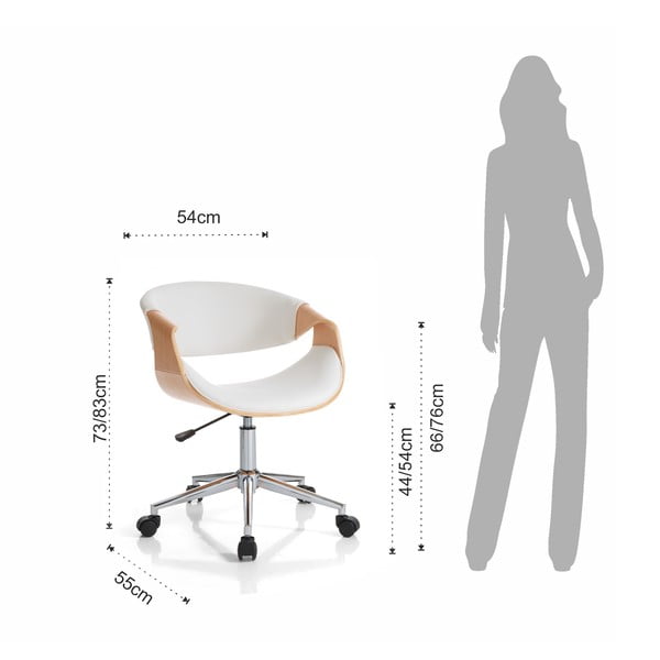 Kancelárska stolička z imitácie kože v bielo-prírodnej farbe Visby – Tomasucci-image-4