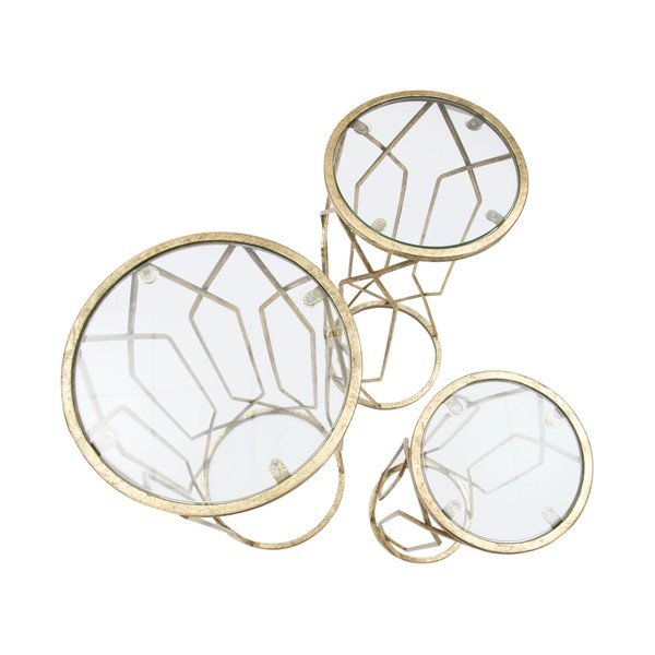 Okrúhle odkladacie stolíky v súprave 3 ks so sklenenou doskou ø 32 cm Tunisi – Mauro Ferretti-image-2