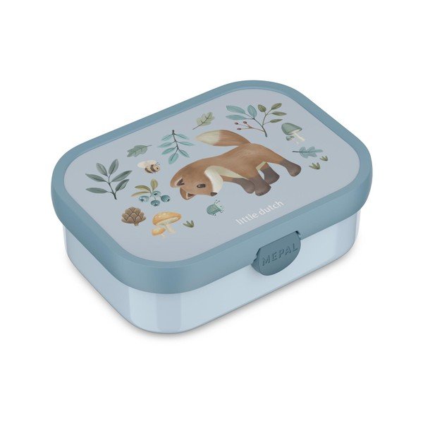 Svetlomodrý plastový detský desiatový box Forest Friends – Mepal