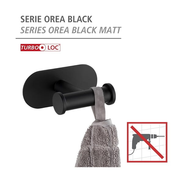Čierny samodržiaci držiak na uteráky Wenko Orea-image-4