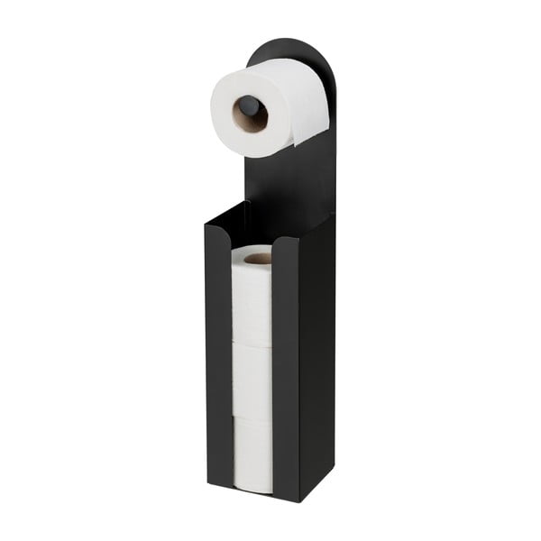 Čierny samodržiaci oceľový držiak na toaletný papier Agira – Wenko-image-3
