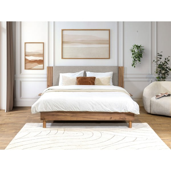 Svetlosivá dvojlôžková posteľ s roštom 140x190 cm Lior – Bobochic Paris-image-2