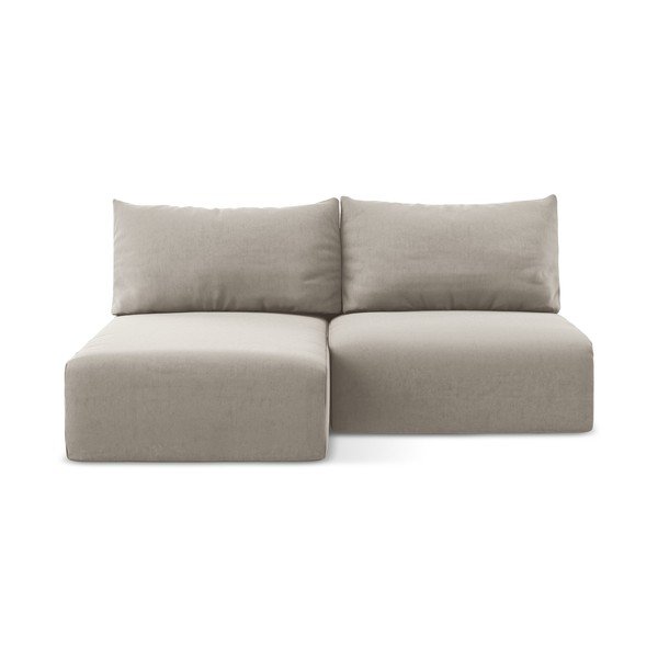 Taupe zamatová rozkladacia/s úložným priestorom rohová pohovka (ľavý roh/s leňoškou) Kalena – Makamii