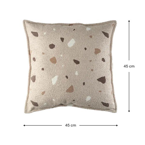 Svetlohnedý detský pohovkový vankúš z textílie buklé/ženilkový Terrazzo Block – Wigiwama-image-2