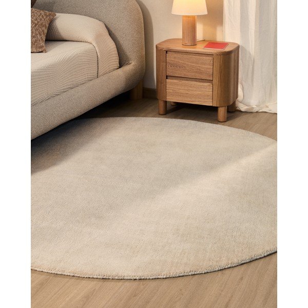 Krémový okrúhly koberec ø 200 cm Empuries – Kave Home-image-2