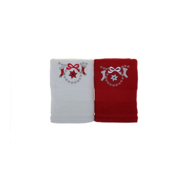 Sada 2 uterákov Corap Red & White, 50 x 100 cm