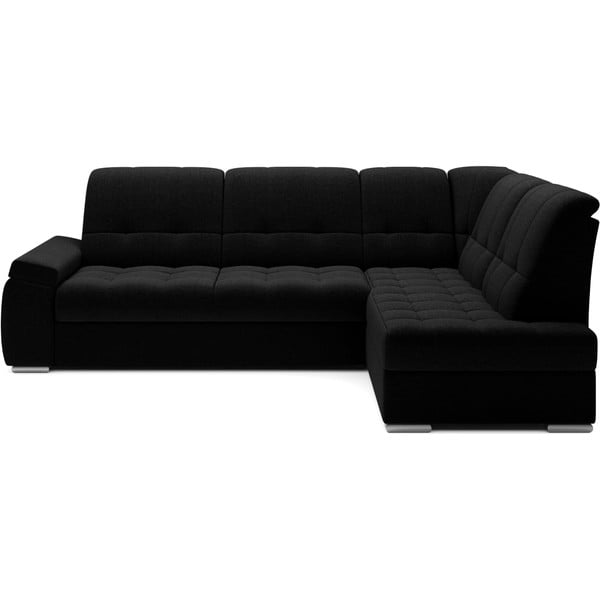 Čierna rozkladacia/s úložným priestorom rohová pohovka (pravý roh/do L) Sado – ELTAP