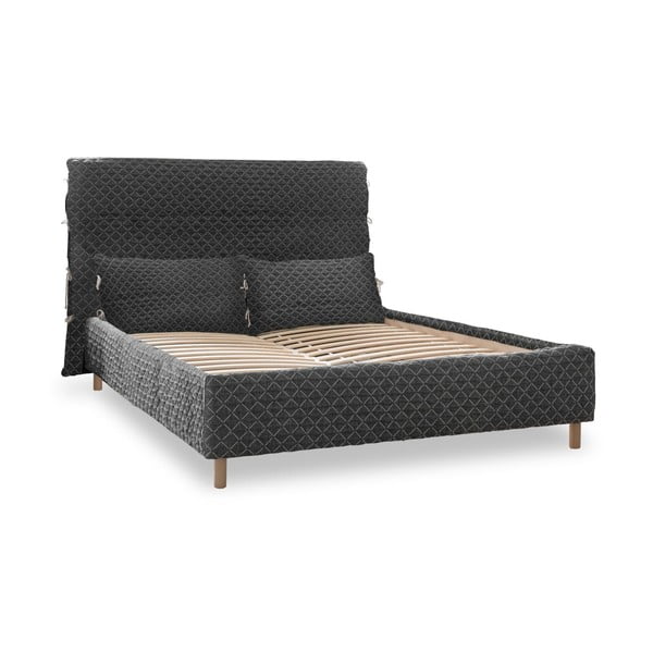 Sivá čalúnená dvojlôžková posteľ s roštom 140x200 cm Sleepy Luna – Miuform