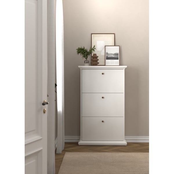 Biela výklopná skrinka na topánky Paris – Tvilum-image-1