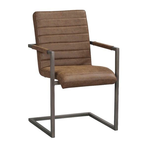 Hnedá stolička s čiernym kovovým podnožím Rowico Clive