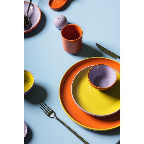 Zelený/oranžový kameninový tanier ø 26 cm Duo – ONA-image-1
