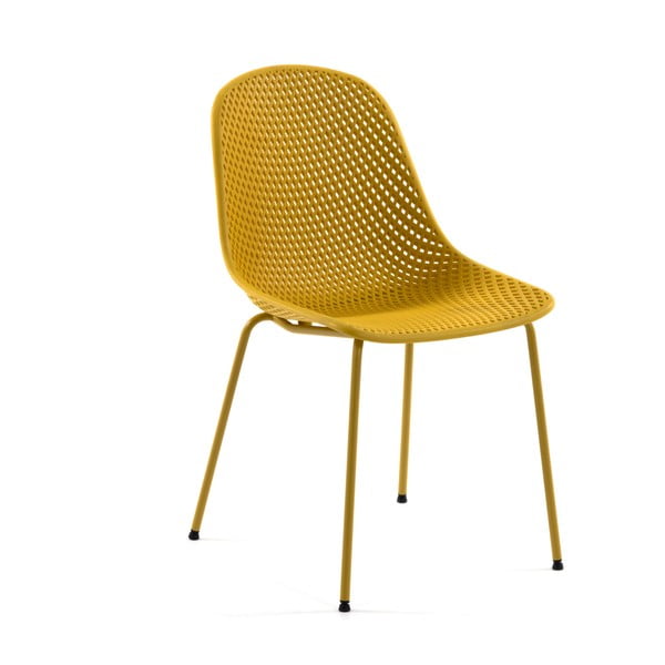Žltá kovová záhradná stolička Quinby – Kave Home