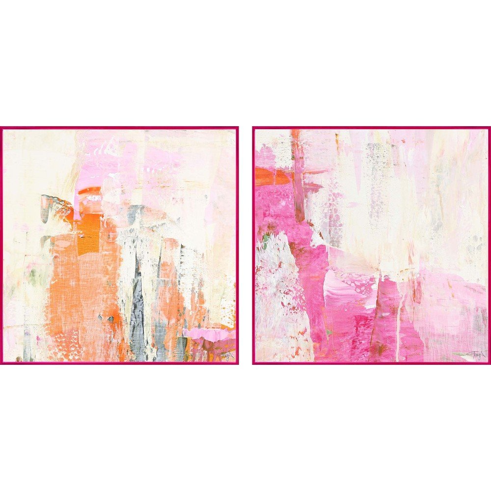 E-shop Tlačené/s ručne maľovanými prvkami obrazy v súprave 2 ks s rámom/na plátne 41,5x41,5 cm New Age Pink – Malerifabrikken