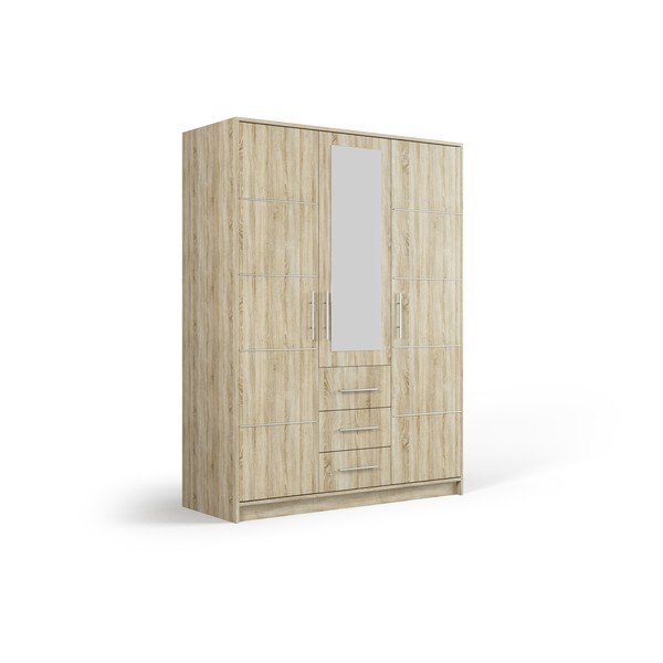 Šatníková skriňa v dekore duba so zrkadlom 147x200 cm Derry - Cosmopolitan Design-image-2