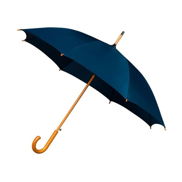 Modrý dáždnik s dreveným madlom Ambiance Wooden, ⌀ 102 cm