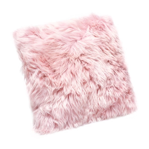 Ružový vankúš z ovčej kožušiny Royal Dream Sheepskin, 30 × 30 cm