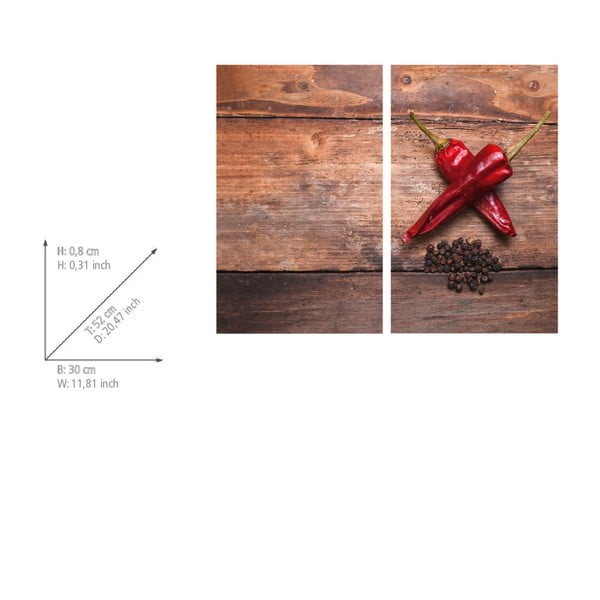 Kryty na sporák z tvrdeného skla v súprave 2 ks 52x30 cm Pepper - Allstar-image-2