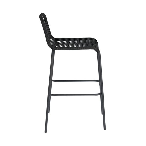 Čierna barová stolička s oceľovou konštrukciou Kave Home Glenville, výška 74 cm-image-2