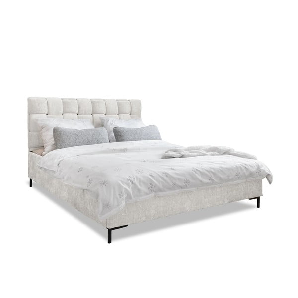 Krémovobiela čalúnená dvojlôžková posteľ s roštom 160x200 cm Eve – Miuform