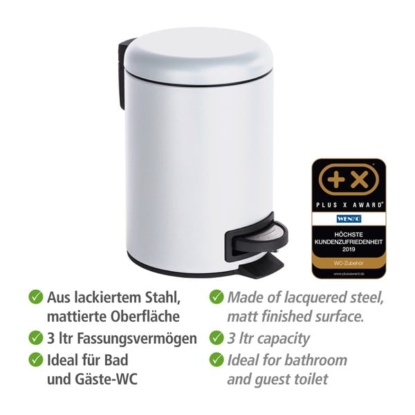 Biely odpadkový kôš Wenko Leman, 3 l-image-3