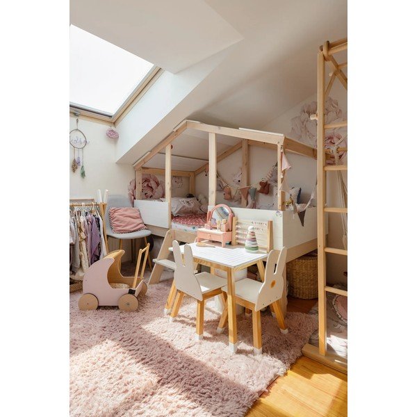 Biela/v prírodnej farbe domčeková vyvýšená detská posteľ 90x190 cm Parma – Marckeric-image-1