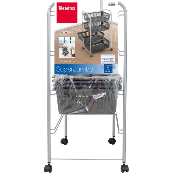 Tmavosivý/v striebornej farbe pojazdný regál 46x78 cm – Metaltex-image-3