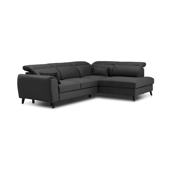 Tmavosivá zamatová rozkladacia/s úložným priestorom rohová pohovka (pravý roh/do L) Noble – ELTAP-image-2