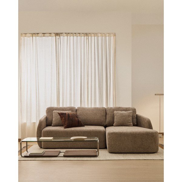 Taupe ženilková rozkladacia rohová pohovka (pravý roh/s leňoškou) Laira – Kave Home-image-1