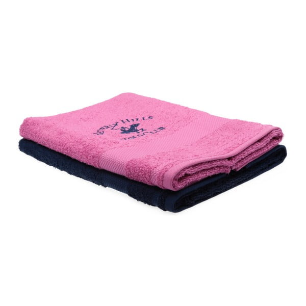Sada ružového a tmavomodrého uteráka Beverly Hills Polo Club Tommy Orj, 50 × 100 cm