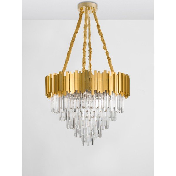 Kovové závesné svietidlo v zlatej farbe s krištáľovým tienidlom ø 73 cm Grane – Nova Luce-image-4