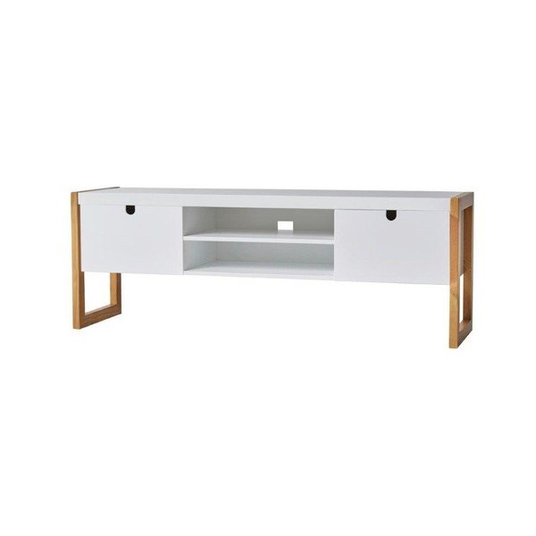 Biely televízny stolík Marckeric Square, 140 × 45 cm-image-1
